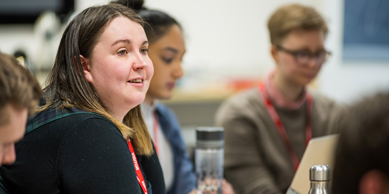 Martha Longdon chairing a meeting of the OfS Student Panel