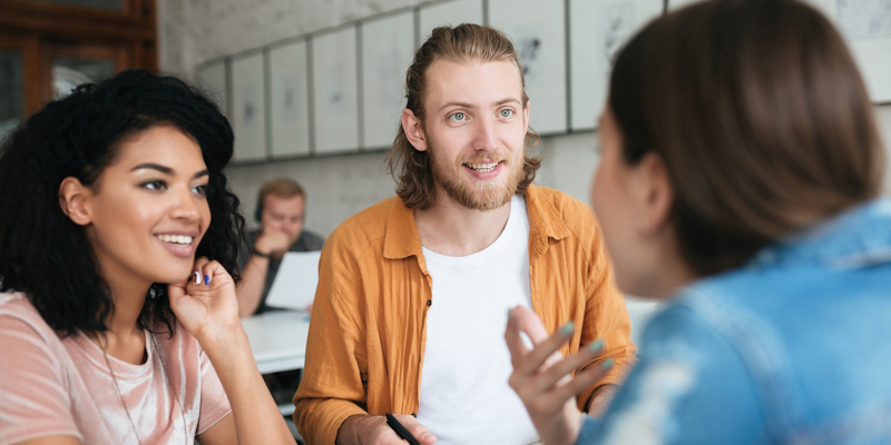 University students talking