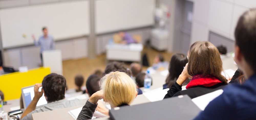 Students in a lecture theatre