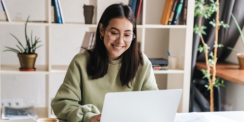 Student using laptop