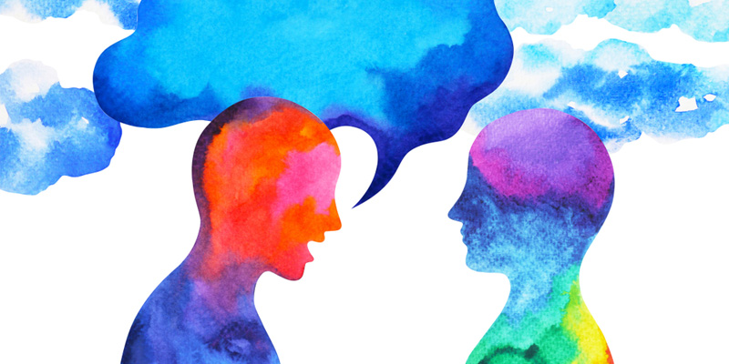 abstract image of two people talking