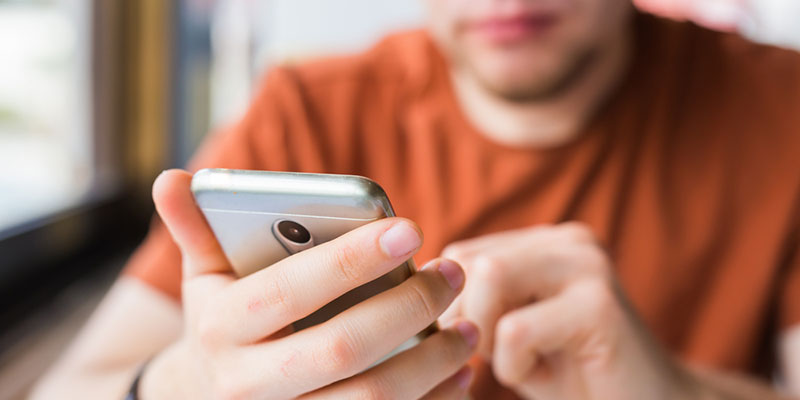 Student using a mobile phone