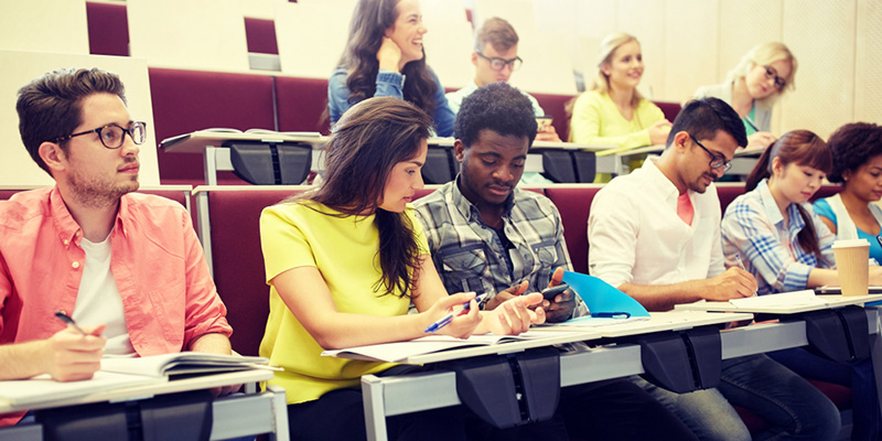 Students in a lecture theatre