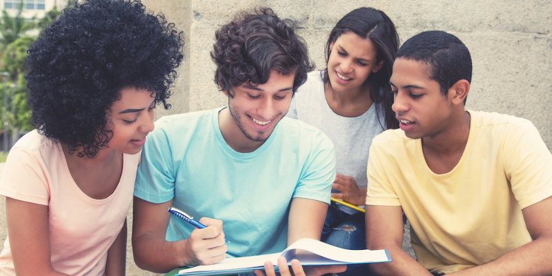 University students working