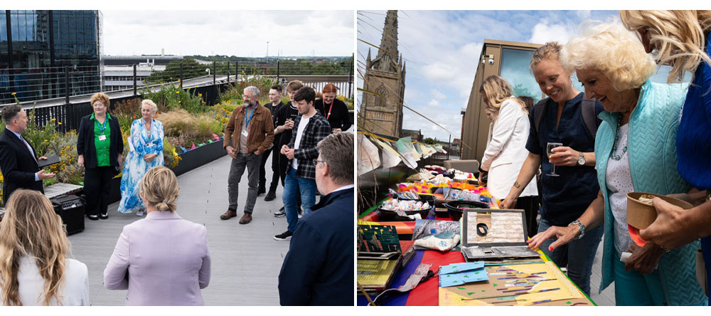 Event at University of Central Lancashire with students' work for the mental health funding project