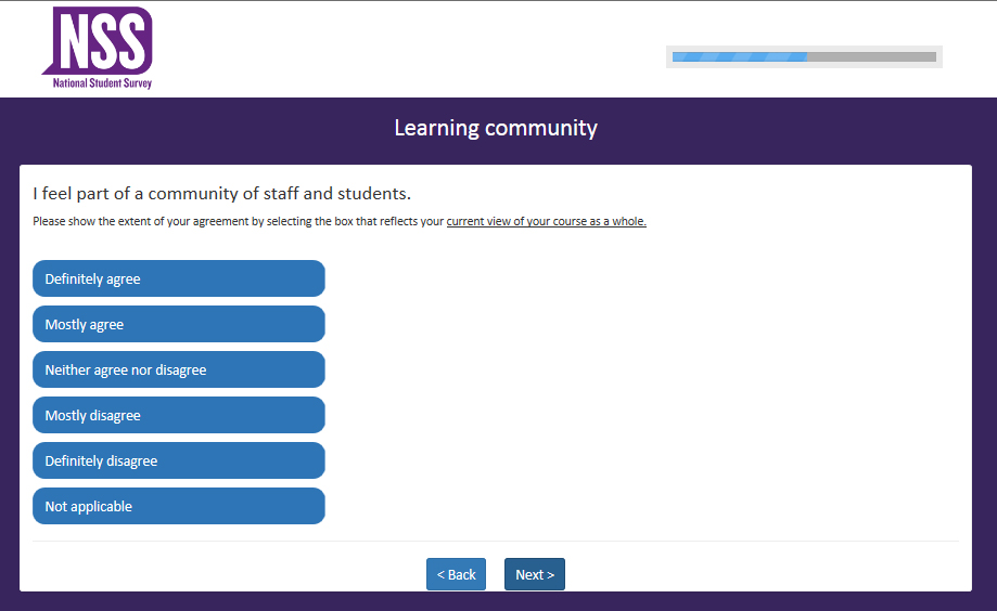 Figure 2: Screenshot of an example NSS question