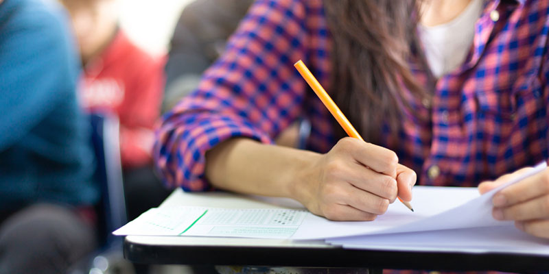 Student doing an exam