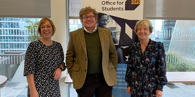 Our director for fair access and participation, John David Blake spoke on access and participation in higher education with Sarah Atkinson, CEO of Social Mobility Foundation (left), and Caroline Green from Browne Jacobson (right).