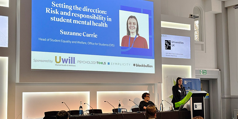 Suzanne Carrie speaking at the UUK conference.