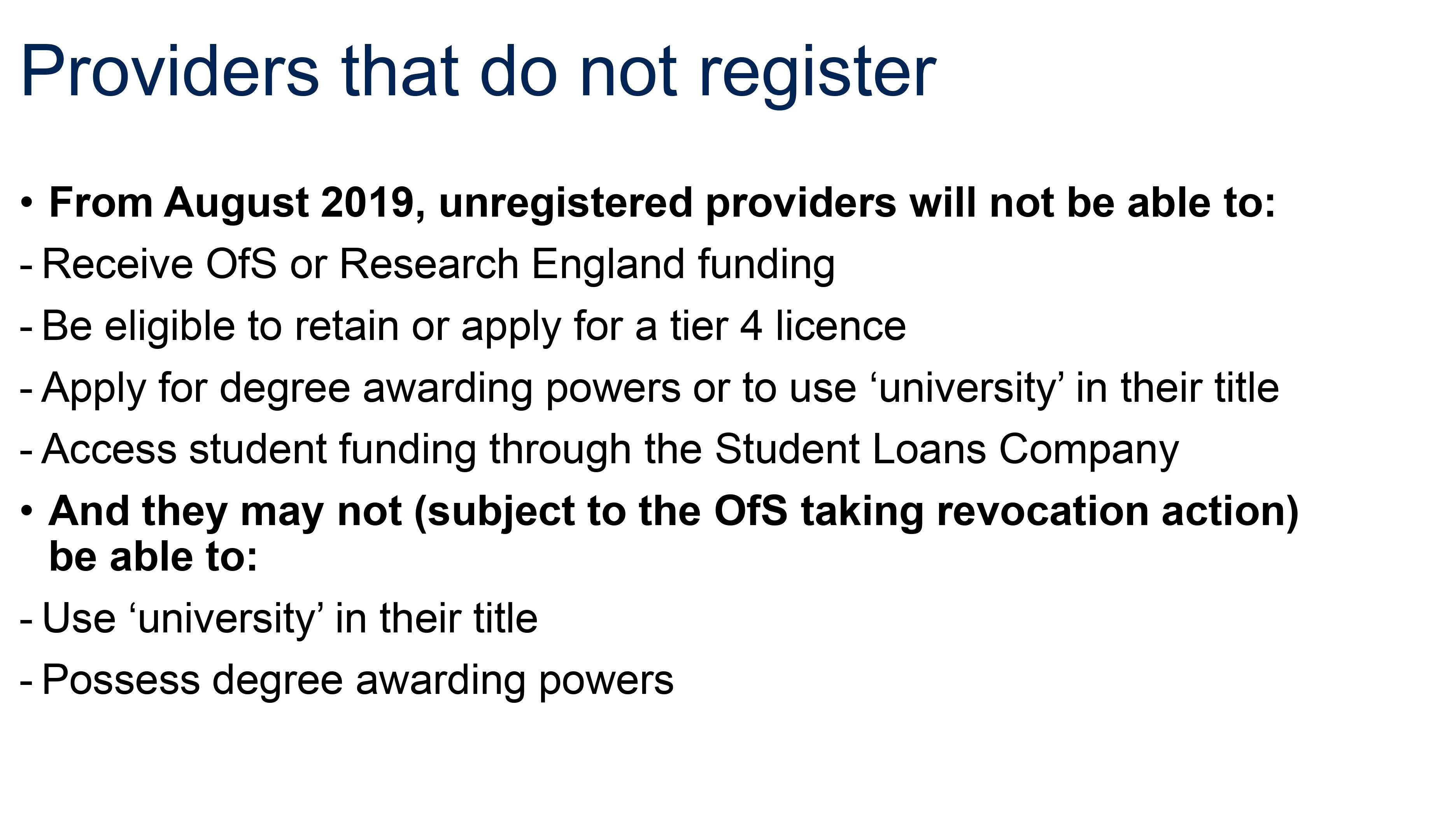 Regulatory notice 4 Regulation of newly registered providers up to 31