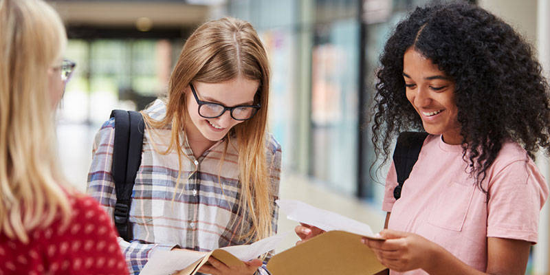 Students receiving results