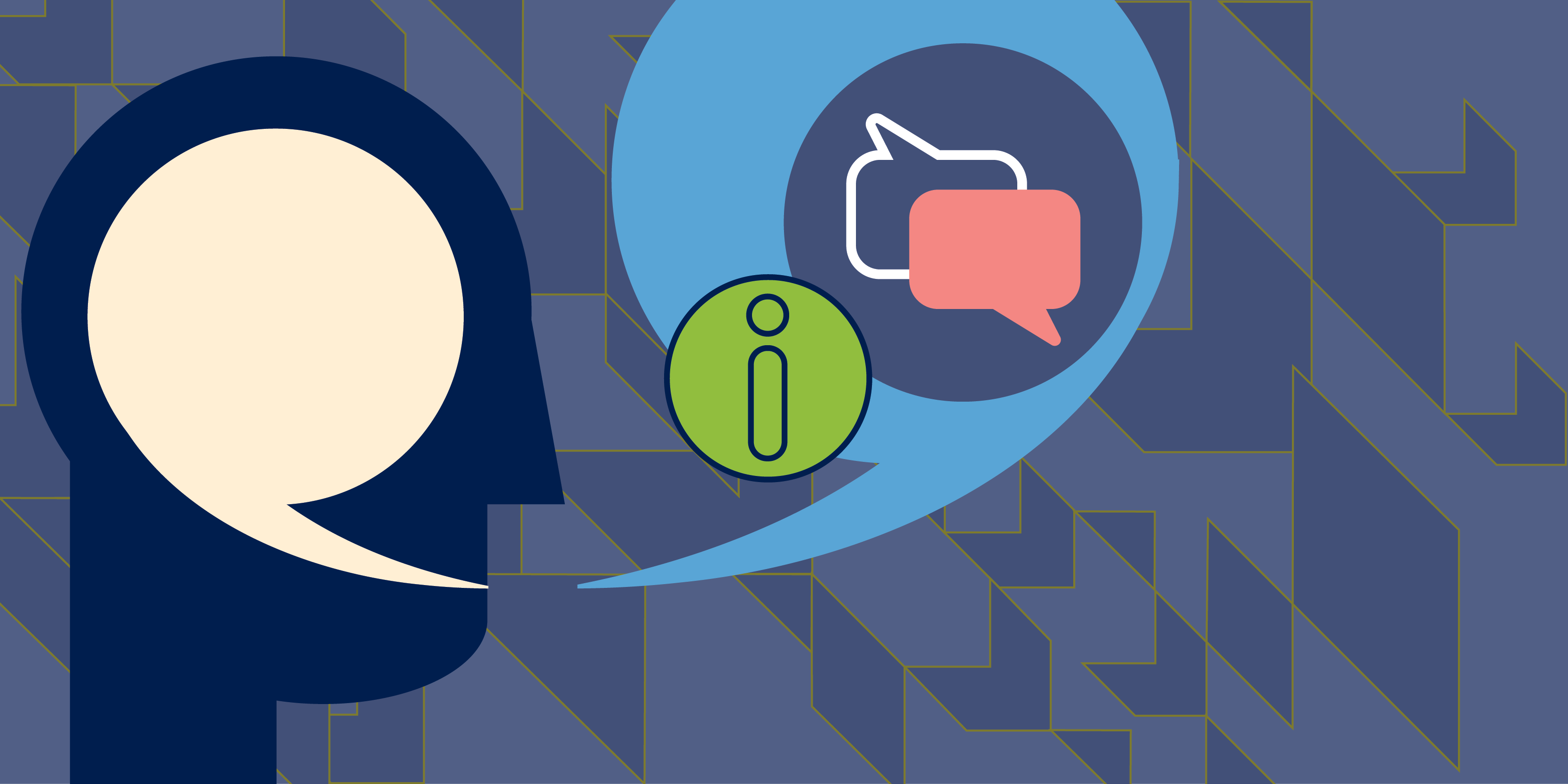 Illustration of a person with two speech bubbles